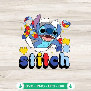 Stitch Autism Awareness Ribbon SVG file for crafting projects