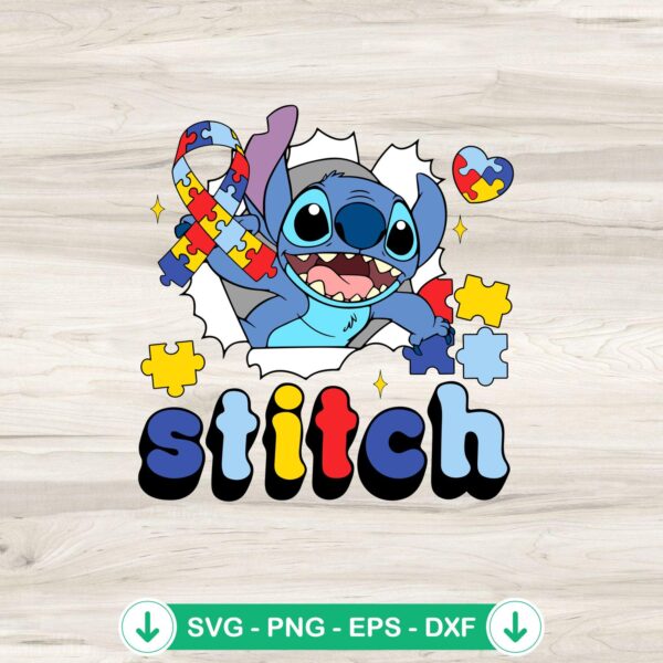 Stitch Autism Awareness Ribbon SVG file for crafting projects