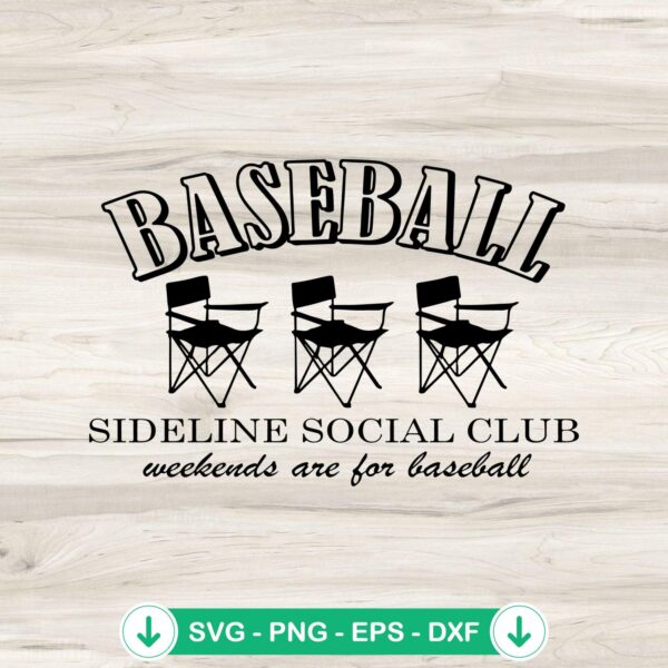 Baseball Sideline Social Club SVG file for cutting machine