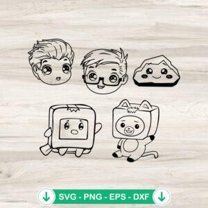 Lankybox And Boxy characters SVG file for cricut cutting machine