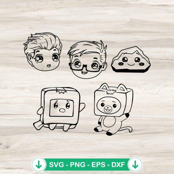 Lankybox And Boxy characters SVG file for cricut cutting machine