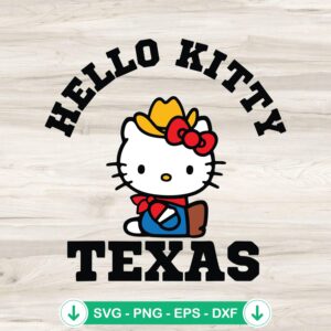 Hello Kitty Texas SVG file, cute kitty cowboy cutting file