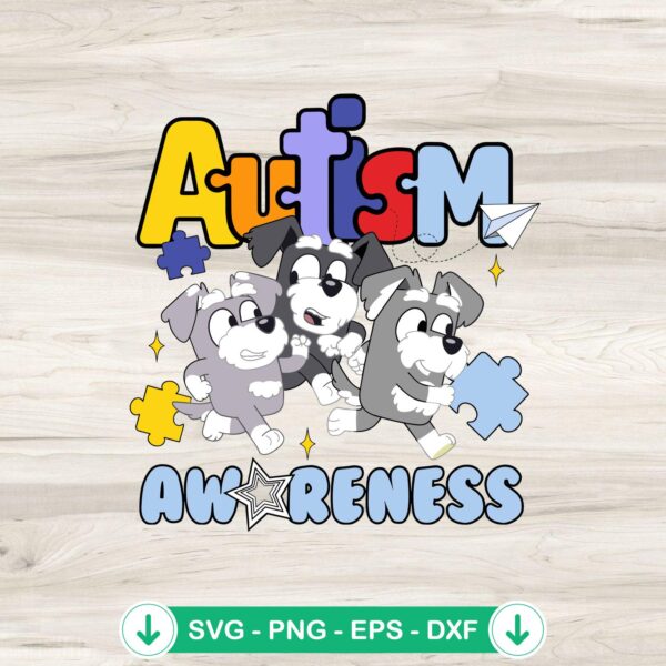 Bluey Heeler Autism Awareness SVG file for Cricut and DIY crafts
