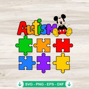 Mickey Mouse Autism Puzzle Piece SVG file for cricut