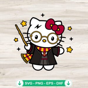Hello Kitty Harry Potter SVG file, cricut cut file for DIY