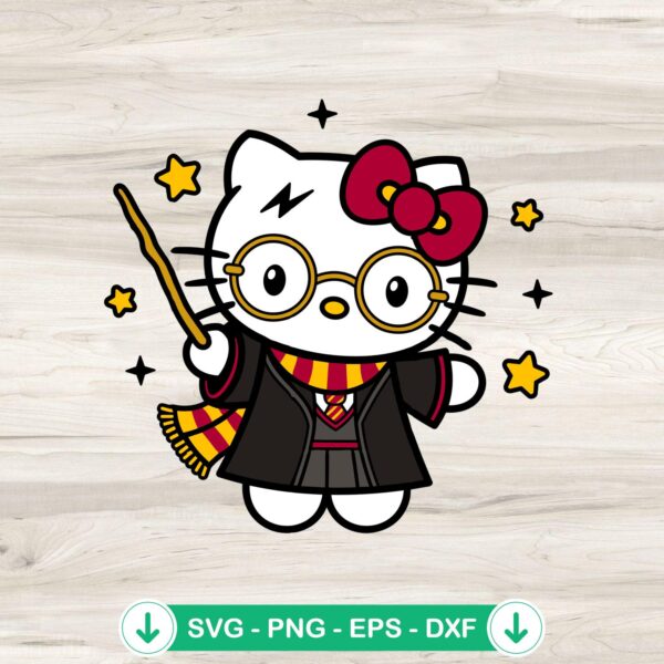 Hello Kitty Harry Potter SVG file, cricut cut file for DIY