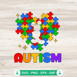 Autism Heart Disney Mickey Mouse SVG file for cutting machine