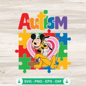 Mickey Mouse Autism Heart svg file for cricut cutting machine