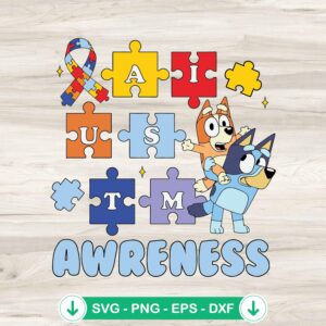 Bluey Bingo Autism Puzzle SVG file for cutting machine