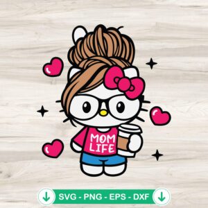 Hello Kitty Mom Life svg file for Cricut cutting machine