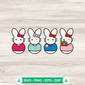 Hello Kitty Easter Peeps SVG file with bunny ears and festive design