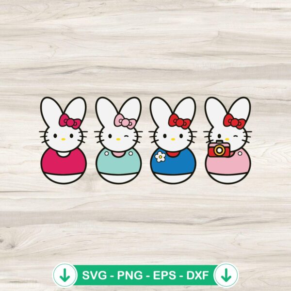 Hello Kitty Easter Peeps SVG file with bunny ears and festive design