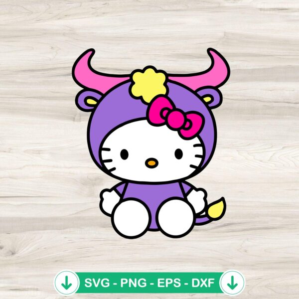 Hello Kitty Taurus svg file, cricut svg cutting file