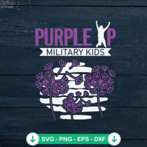 Purple Up Military Kids Dandelion SVG cut file for Cricut