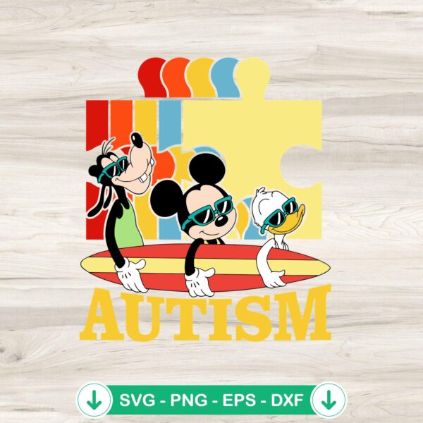 Mickey Donald Goofy Autism svg file for cutting machines