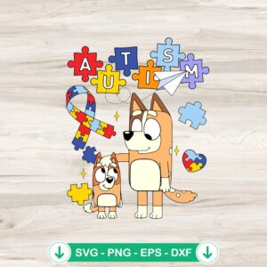 Bingo And Baby Autism Awareness SVG file for cutting machines