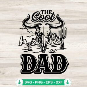 The Cool Dad Skull Bull SVG file for cricut cutting machine