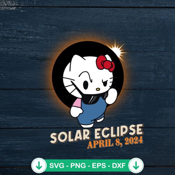 Hello Kitty Total Solar Eclipse 2024 svg file for cricut cutting machine