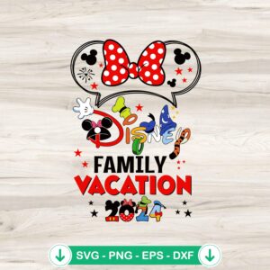 Mickey Minnie Goofy Family Vacation 2024 svg file for cricut