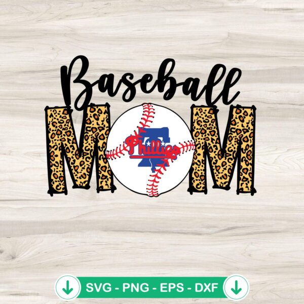 Philadelphia Phillies Baseball Mom SVG file for Cricut