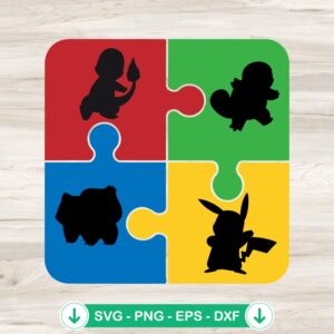 Pokemon Autism Puzzle Piece SVG file for Cricut cutting