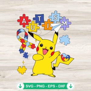 Pikachu Autism Ribbon SVG file, cutting file for Cricut
