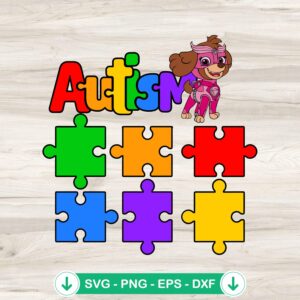 Skye Paw Patrol Autism Day SVG file for cutting machine