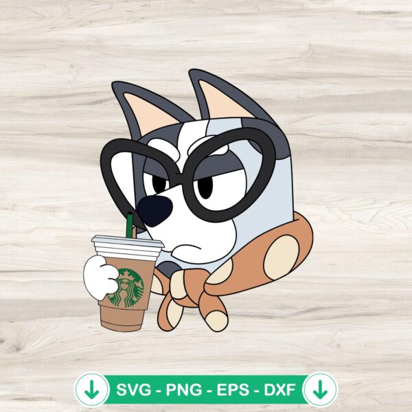 Muffin Grannies Bluey Starbucks Cup SVG file, cricut svg, cutting file