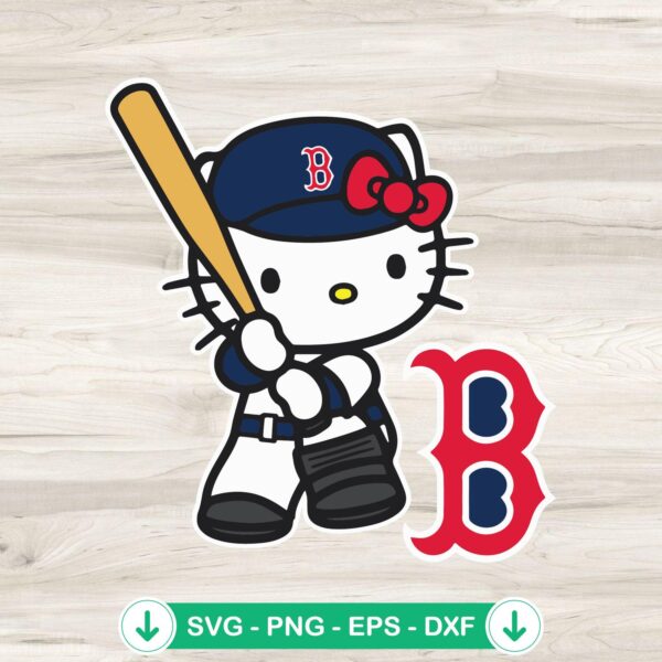 Hello Kitty Boston Red Sox baseball svg file for cricut