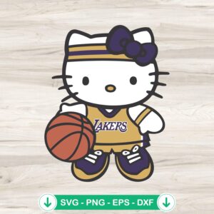 Hello Kitty Lakers SVG file for cutting machines and crafts