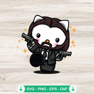 Hello Kitty John Wick SVG file, cricut svg, cutting file