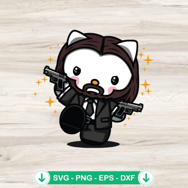 Hello Kitty John Wick SVG file, cricut svg, cutting file