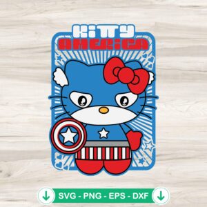 Hello Kitty Captain America SVG file for cricut, cutting file