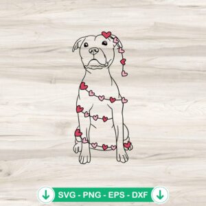Pitbull Dog Heart SVG file for cutting machine