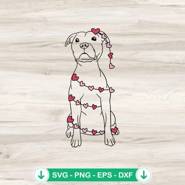 Pitbull Dog Heart SVG file for cutting machine