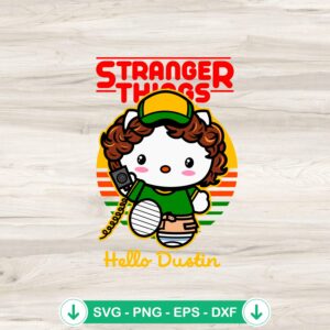 Hello Kitty Dustin Stranger Things SVG file for cutting machines.