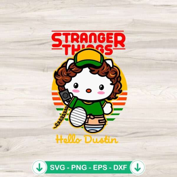 Hello Kitty Dustin Stranger Things SVG file for cutting machines.