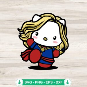 Hello Kitty Costume Captain Marvel SVG file for cutting machine