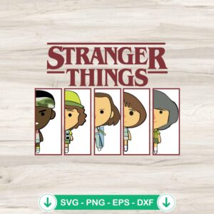 Stranger Things chibi characters SVG file for Cricut cutting machine
