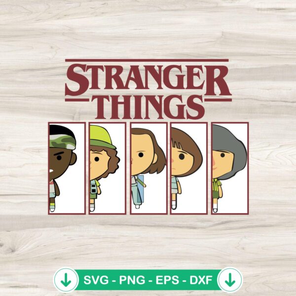 Stranger Things chibi characters SVG file for Cricut cutting machine