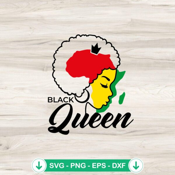 Afro Woman Black Queen SVG file for Cricut cutting machine