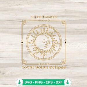Total Solar Eclipse SVG file for Cricut, sun and moon cutting file