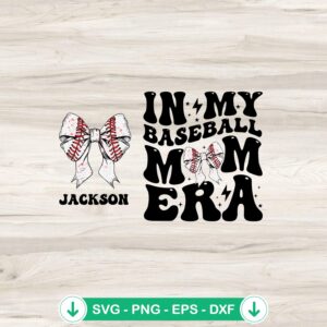 In My Baseball Mom Era coquette bow SVG file for Cricut
