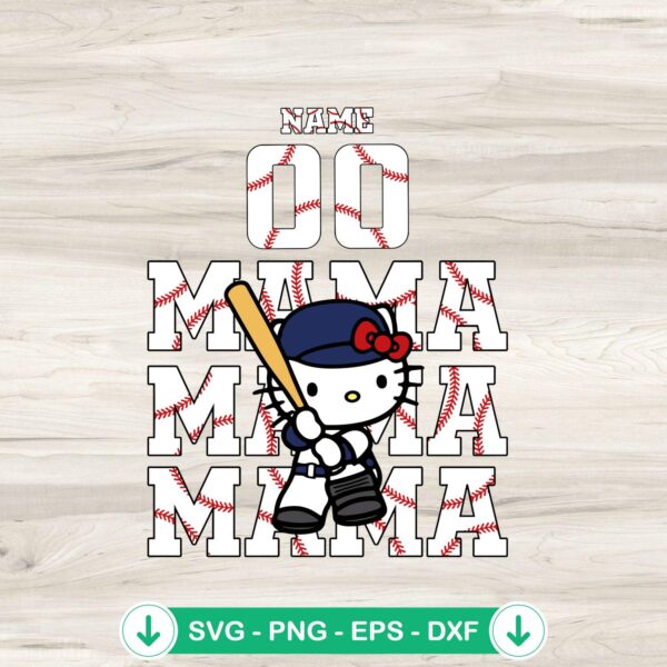Hello Kitty Baseball Mama SVG file for cricut and cutting projects