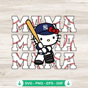 Hello Kitty Mama NY Yankees SVG file for cutting machines