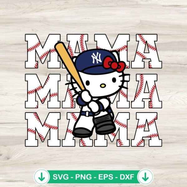 Hello Kitty Mama NY Yankees SVG file for cutting machines