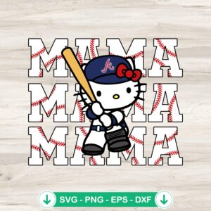 Hello Kitty Mama Atlanta Braves baseball SVG file for cutting