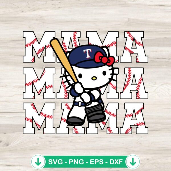 Hello Kitty Mama Texas Rangers baseball SVG file, cricut cut file