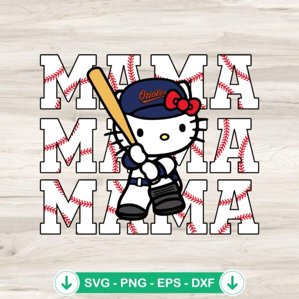 Hello Kitty Baltimore Orioles cut file for Cricut svg