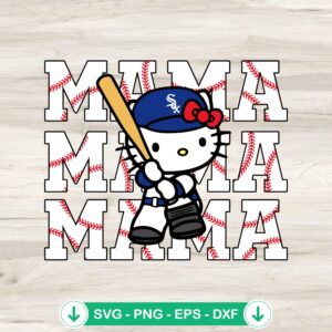 Hello Kitty Mama Chicago White Sox baseball svg file for cricut